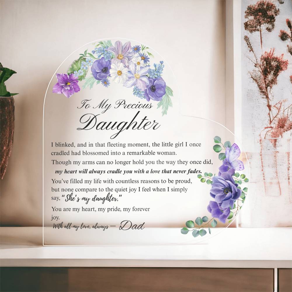 To My Daughter - Acrylic Heart Plaque - Birth Month