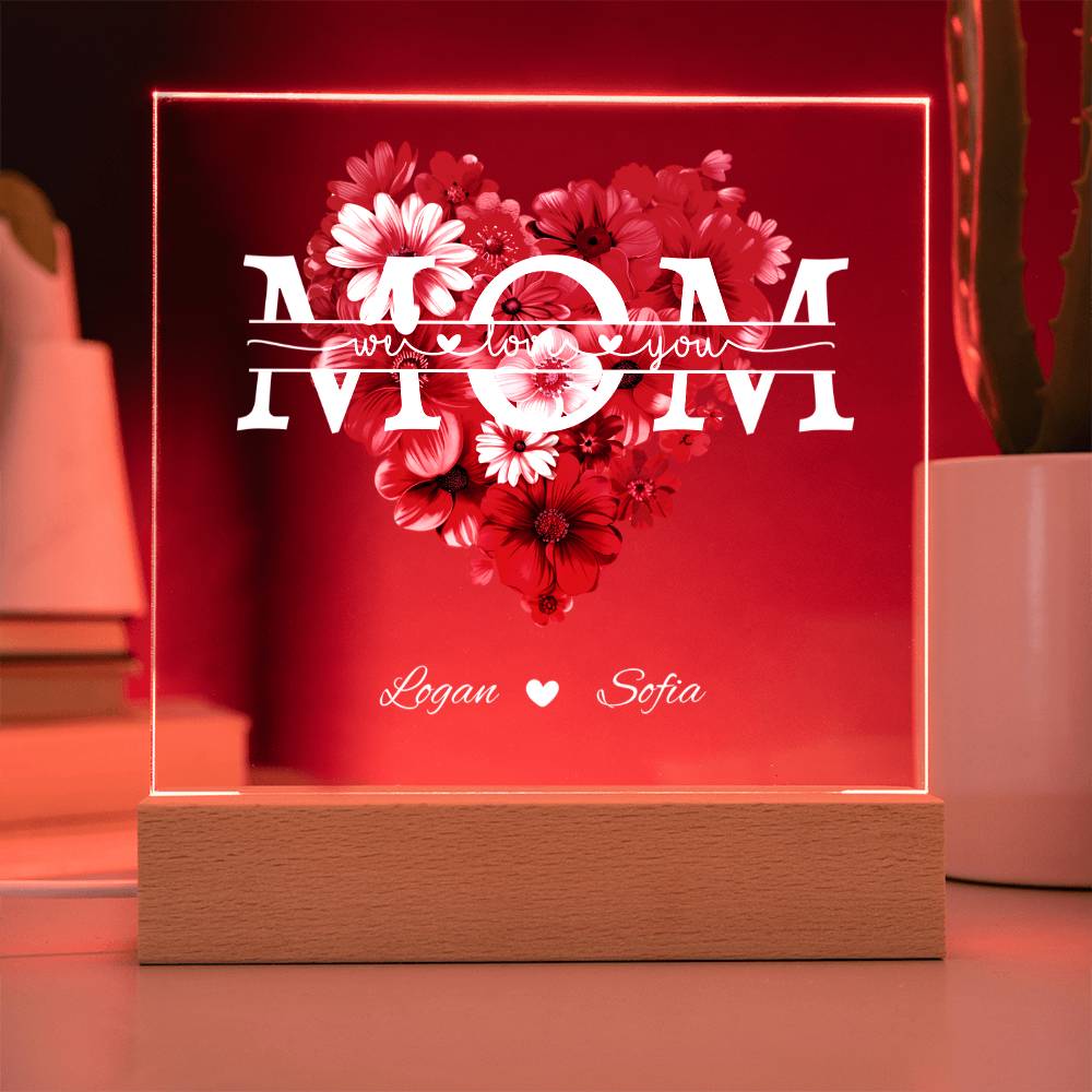 MOM Rose Heart Acrylic Plaque