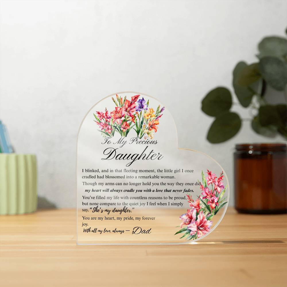To My Daughter - Acrylic Heart Plaque - Birth Month
