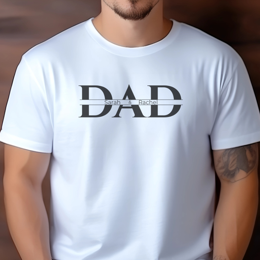 Personalized "Dad" Shirt with Kids' Names /BLK – Father's Day