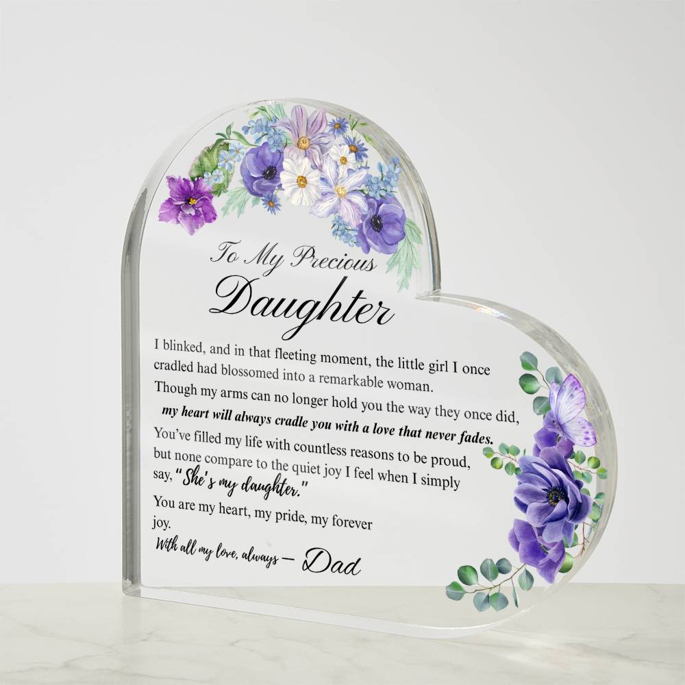 To My Daughter - Acrylic Heart Plaque - Birth Month