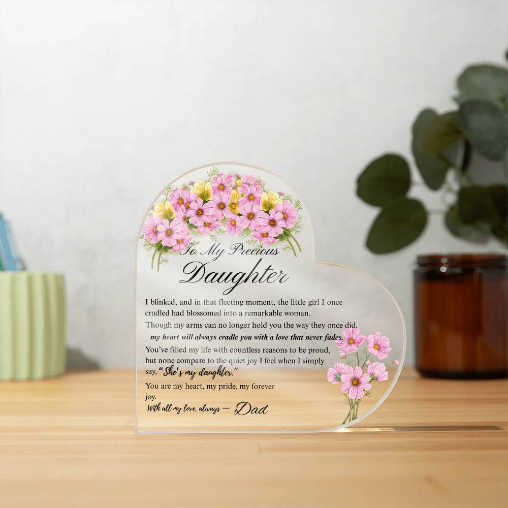 To My Daughter - Acrylic Heart Plaque - Birth Month