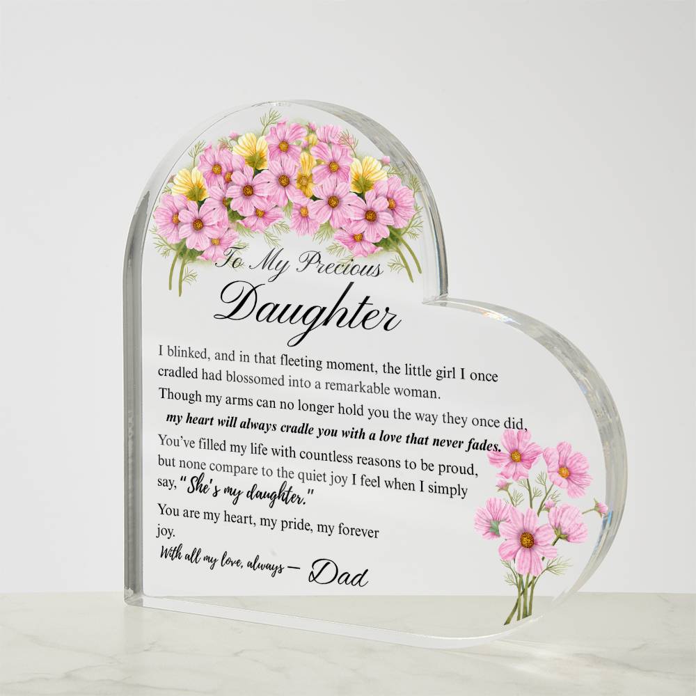 To My Daughter - Acrylic Heart Plaque - Birth Month