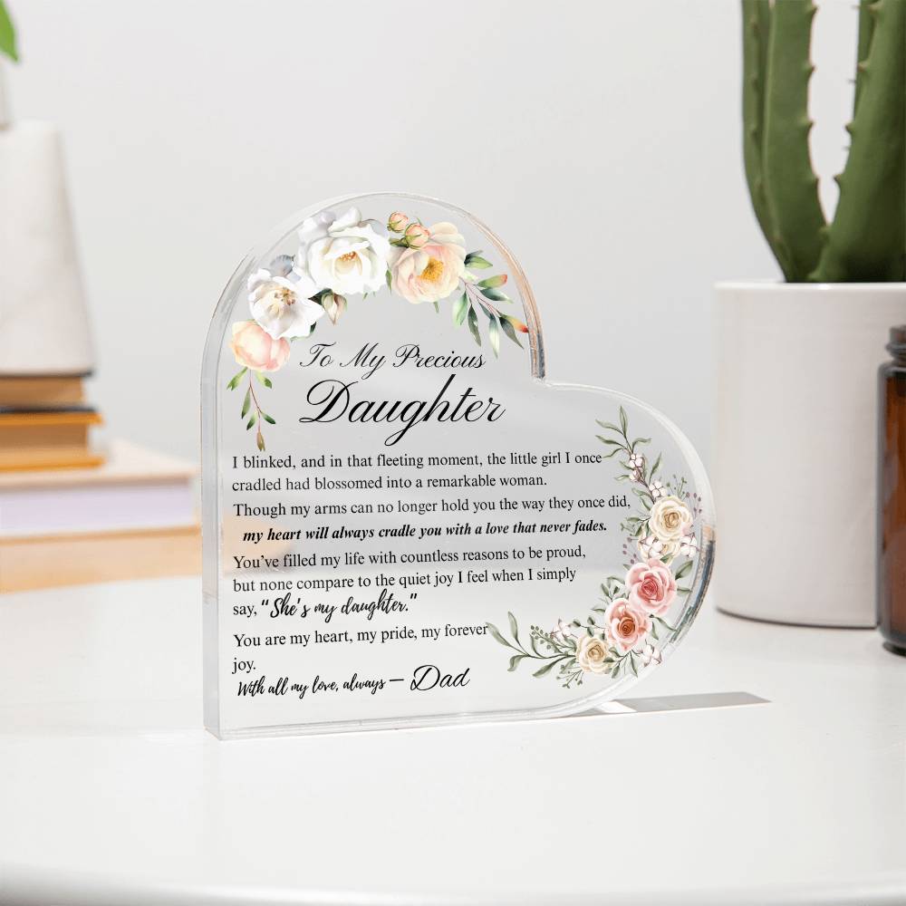 To My Daughter - Acrylic Heart Plaque - Birth Month