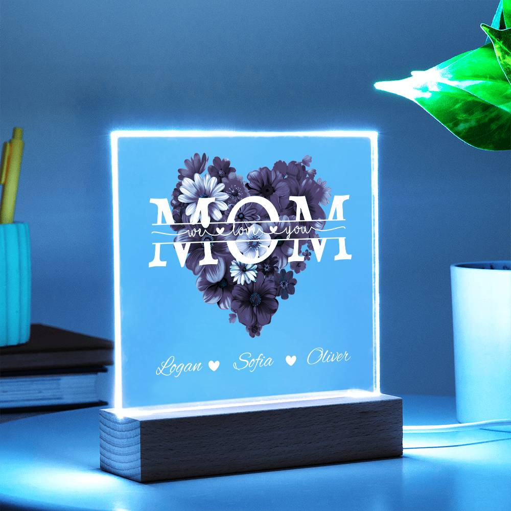 MOM Rose Heart Acrylic Plaque