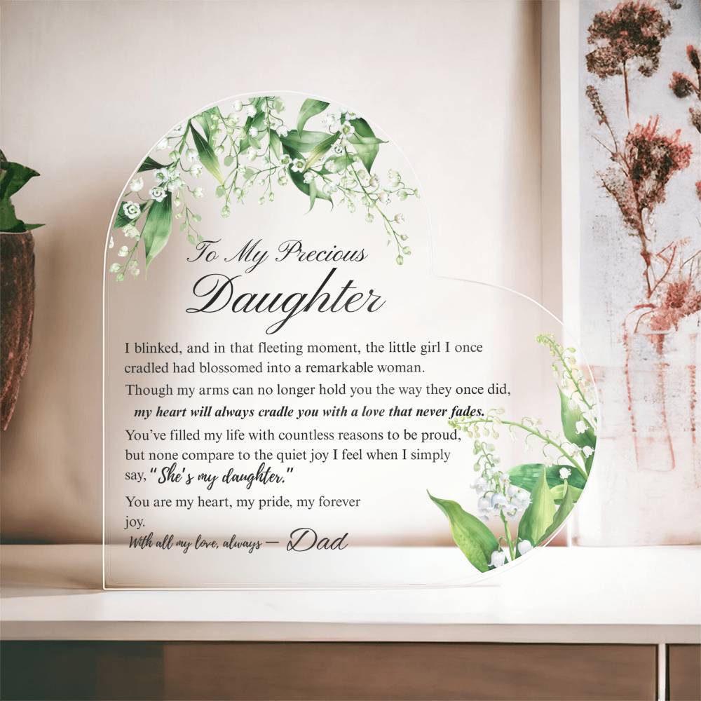 To My Daughter - Acrylic Heart Plaque - Birth Month