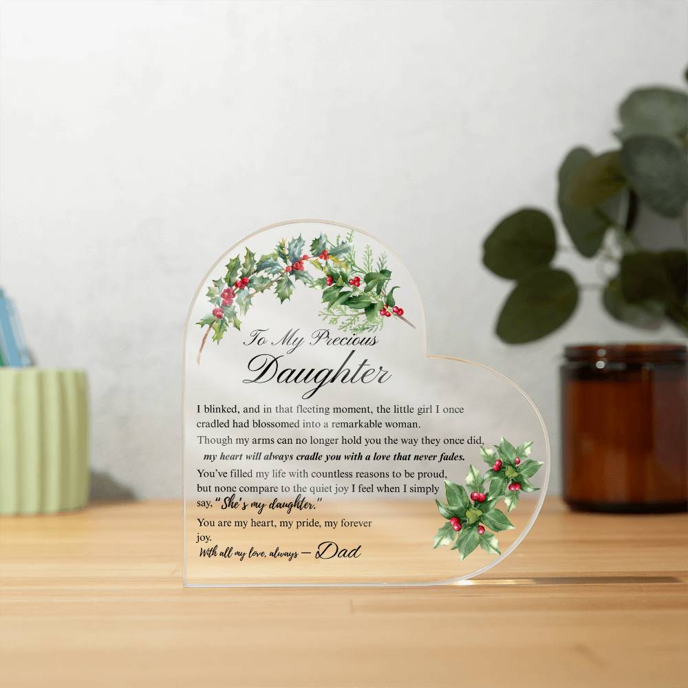 To My Daughter - Acrylic Heart Plaque - Birth Month