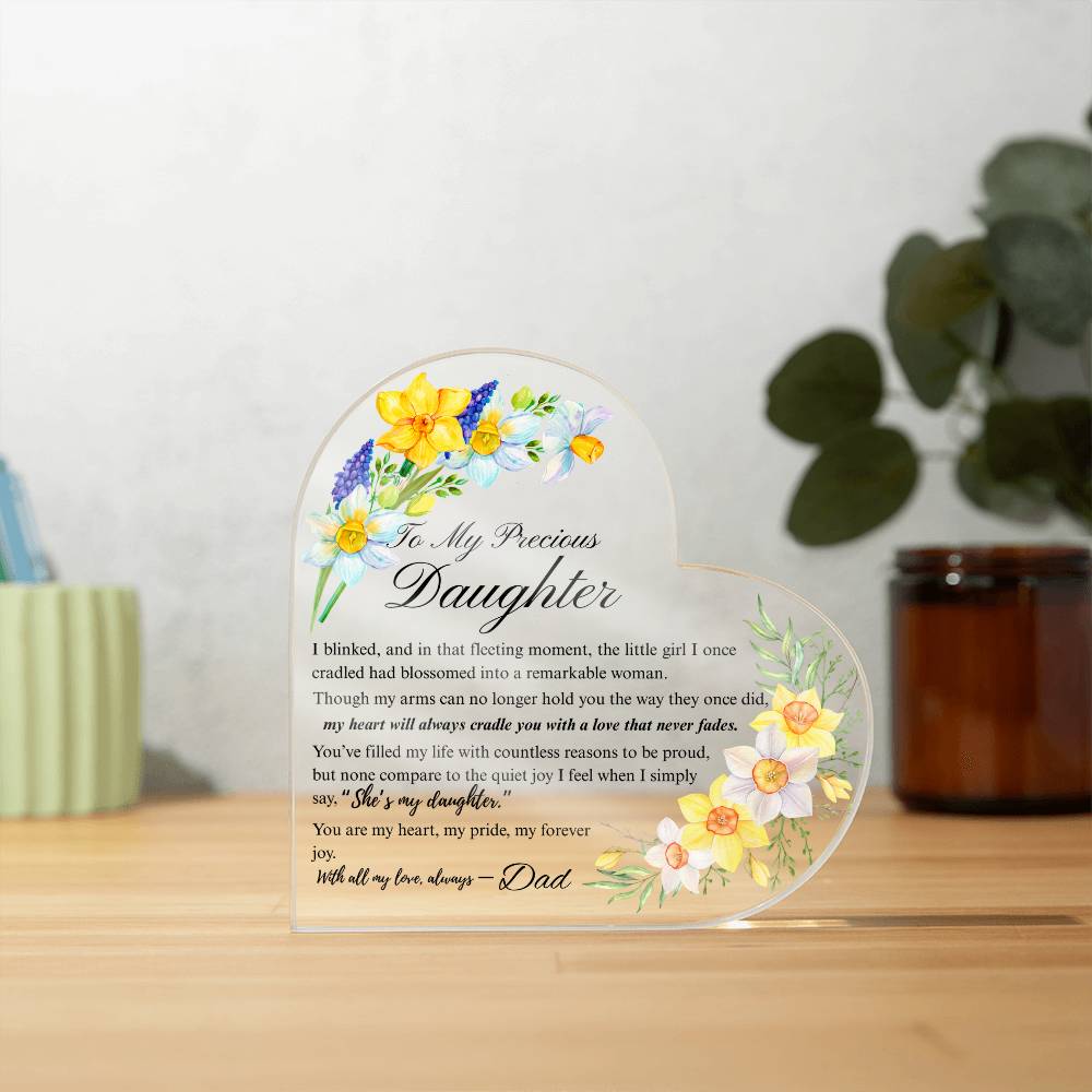 To My Daughter - Acrylic Heart Plaque - Birth Month