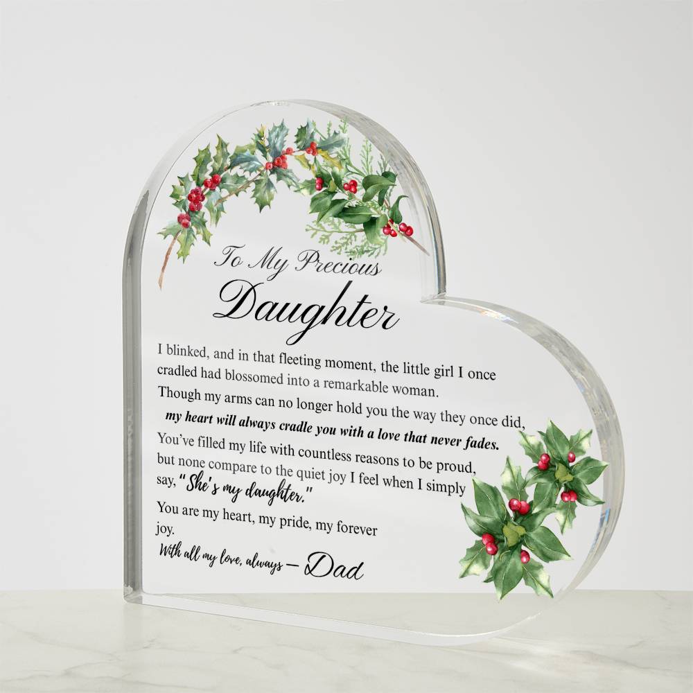 To My Daughter - Acrylic Heart Plaque - Birth Month