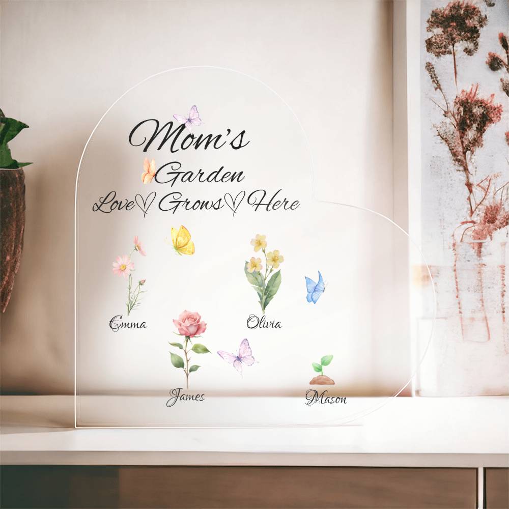 Mom's Personalized Birth Flower Acrylic Plaque
