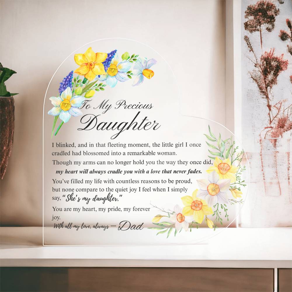 To My Daughter - Acrylic Heart Plaque - Birth Month