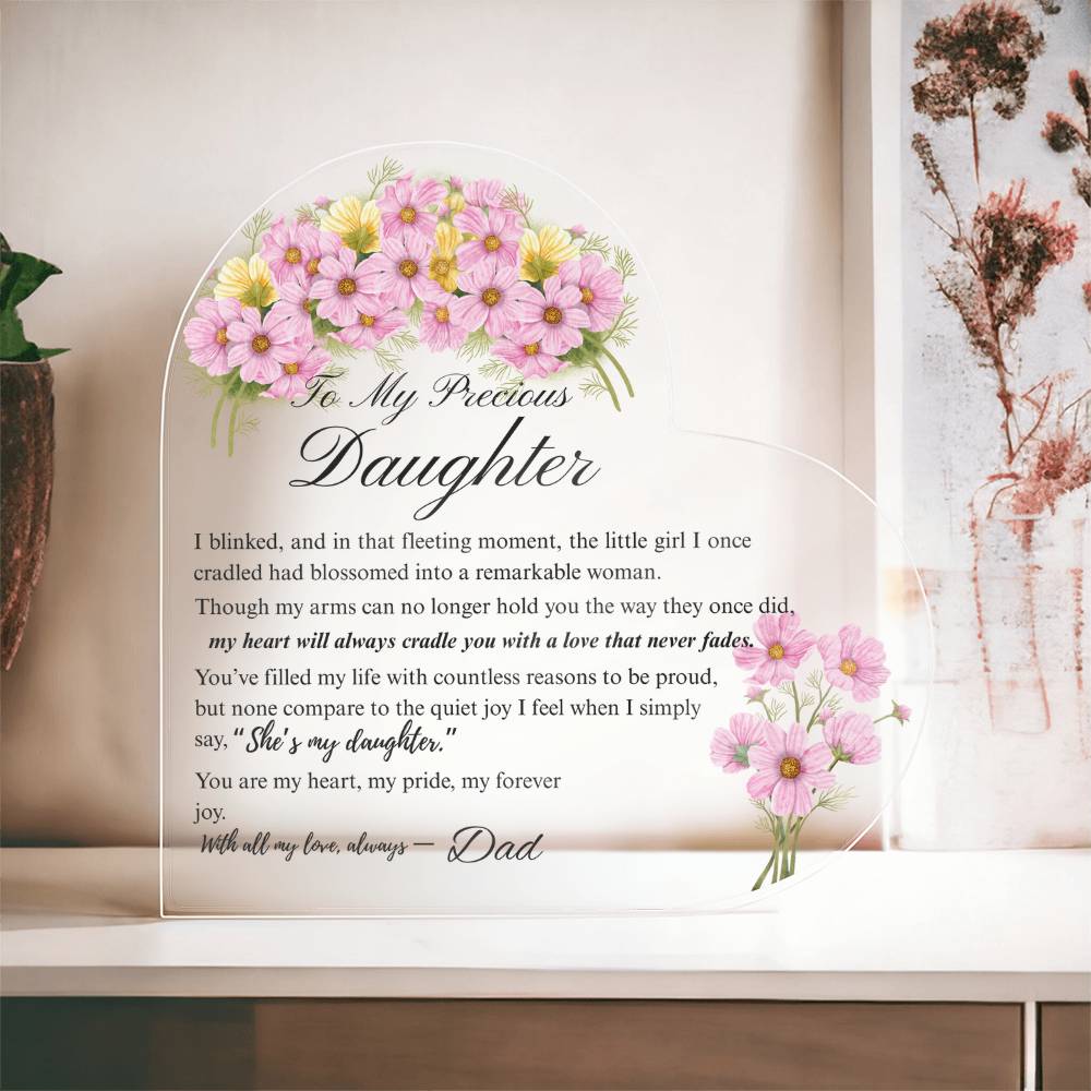 To My Daughter - Acrylic Heart Plaque - Birth Month