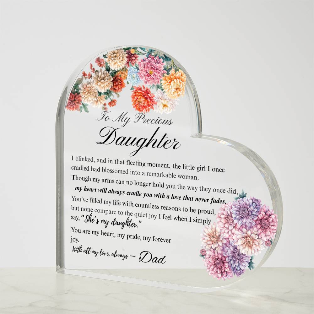 To My Daughter - Acrylic Heart Plaque - Birth Month