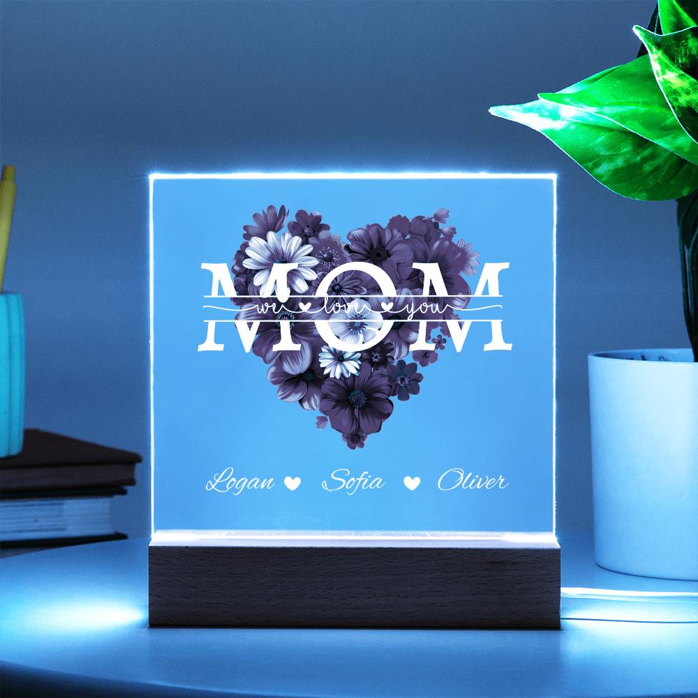 MOM Rose Heart Acrylic Plaque
