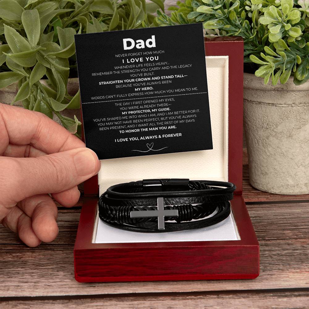 Dad | Cross Leather Bracelet