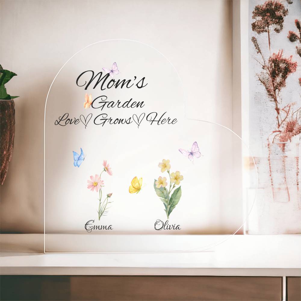 Mom's Personalized Birth Flower Acrylic Plaque