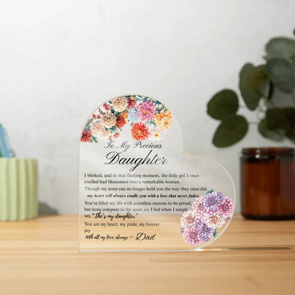 To My Daughter - Acrylic Heart Plaque - Birth Month