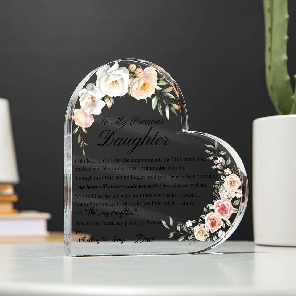 To My Daughter - Acrylic Heart Plaque - Birth Month
