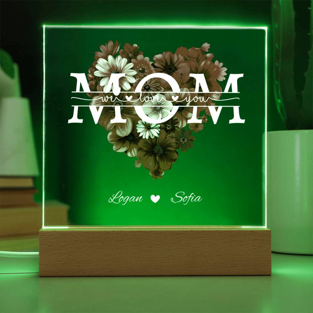 MOM Rose Heart Acrylic Plaque