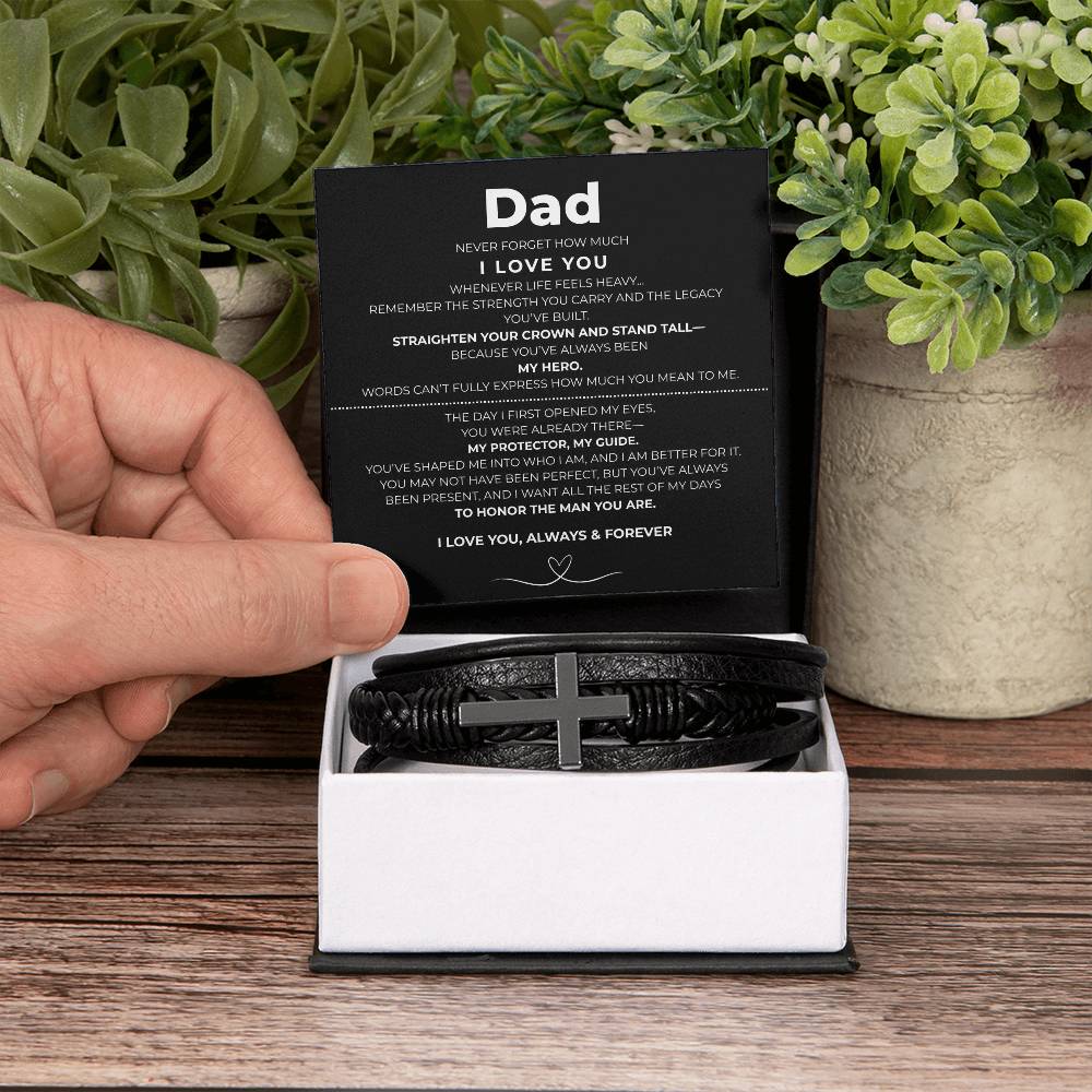Dad | Cross Leather Bracelet