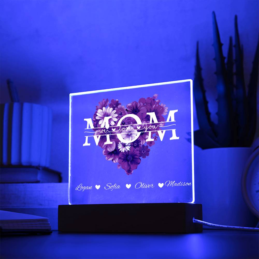 MOM Rose Heart Acrylic Plaque