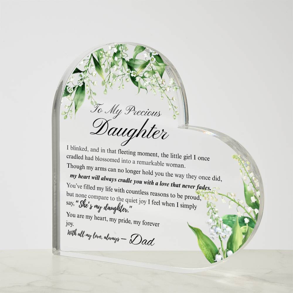 To My Daughter - Acrylic Heart Plaque - Birth Month