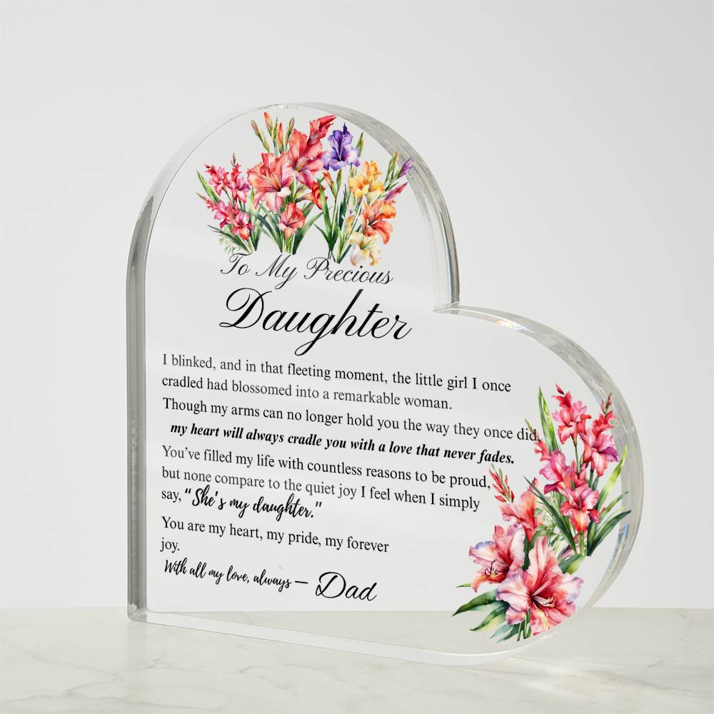 To My Daughter - Acrylic Heart Plaque - Birth Month