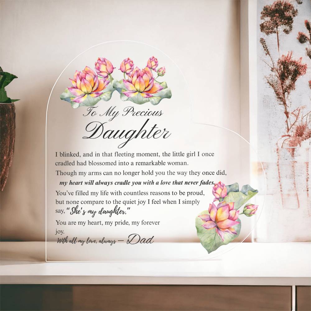 To My Daughter - Acrylic Heart Plaque - Birth Month