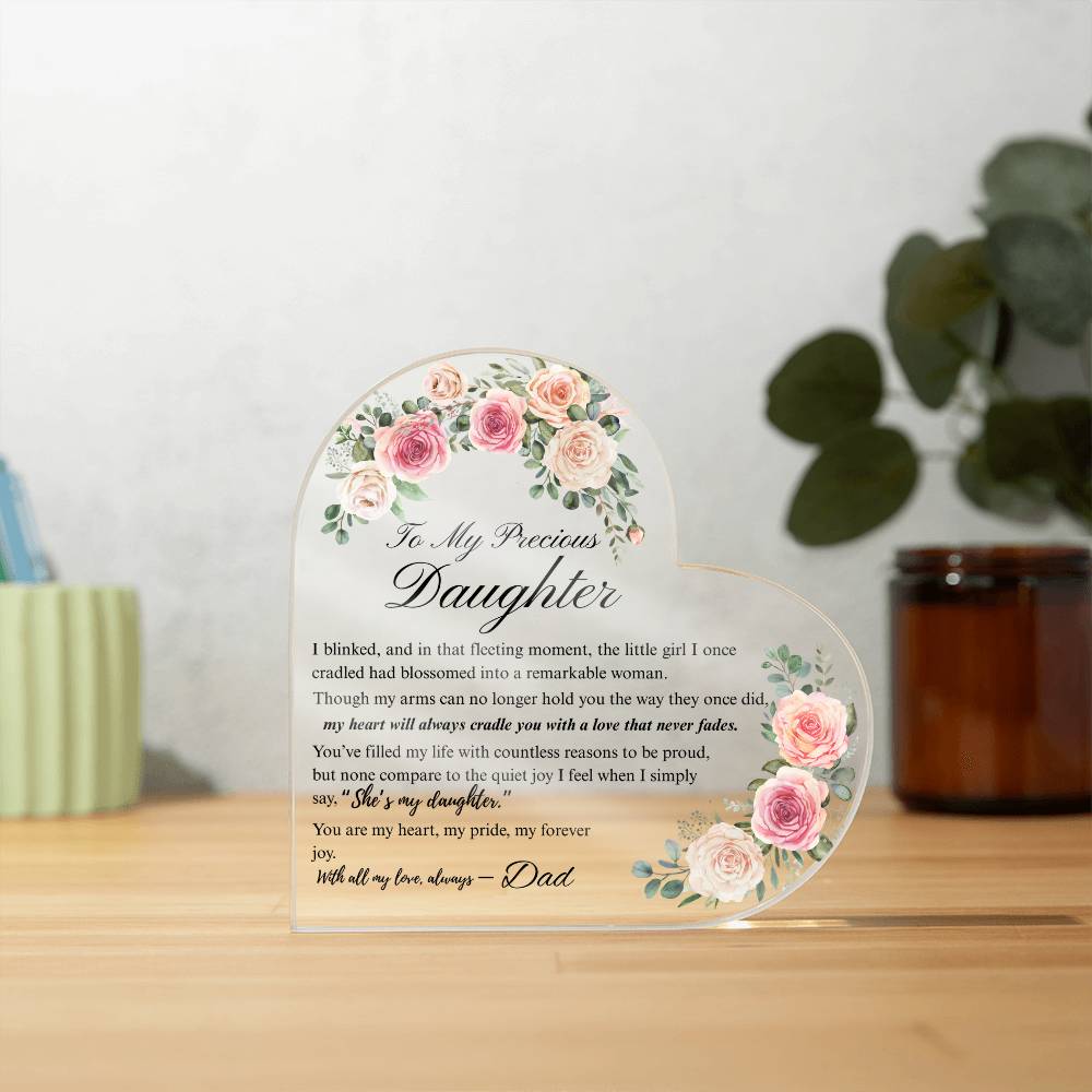 To My Daughter - Acrylic Heart Plaque - Birth Month
