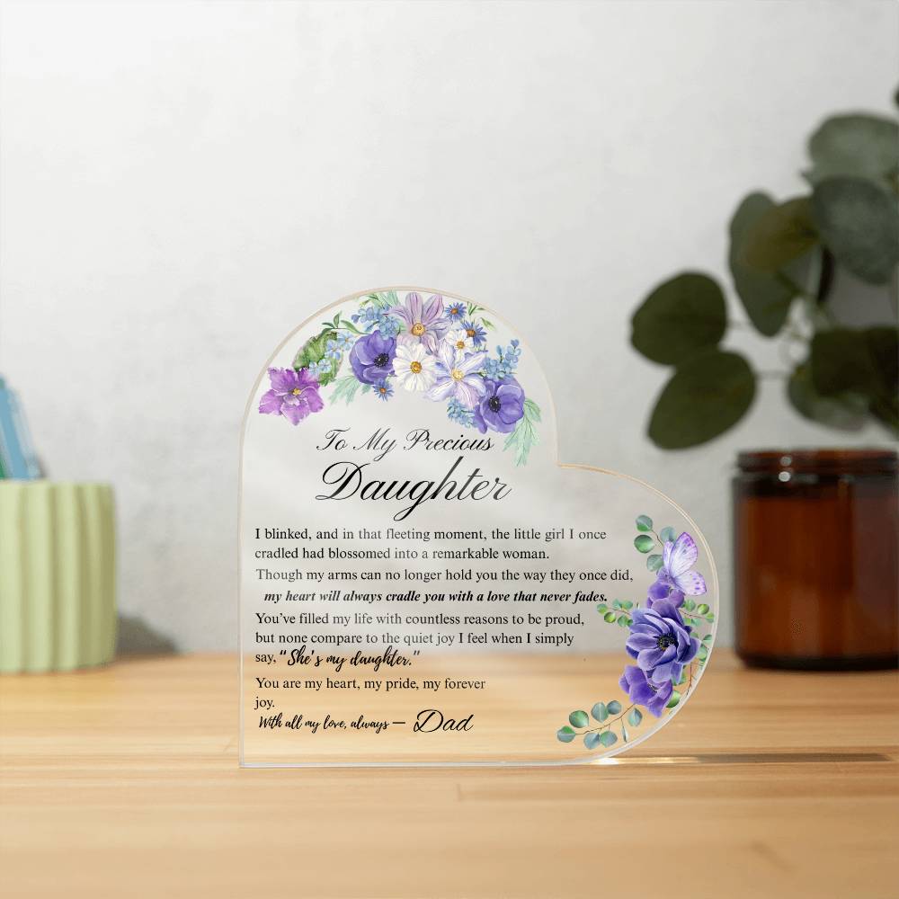 To My Daughter - Acrylic Heart Plaque - Birth Month