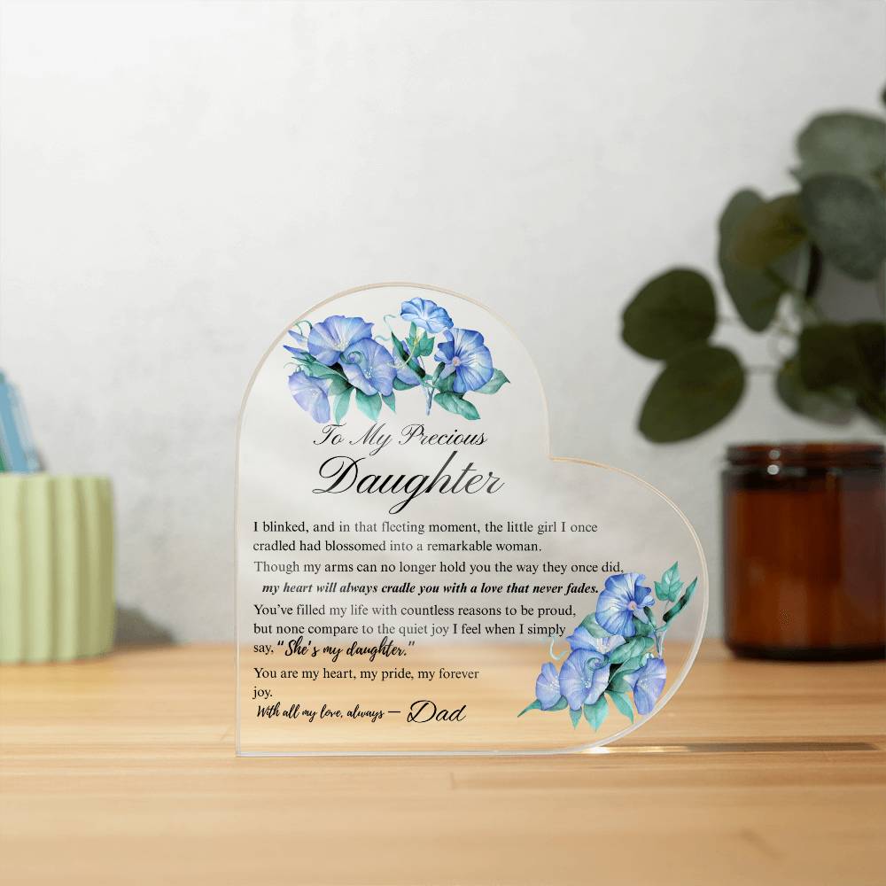 To My Daughter - Acrylic Heart Plaque - Birth Month