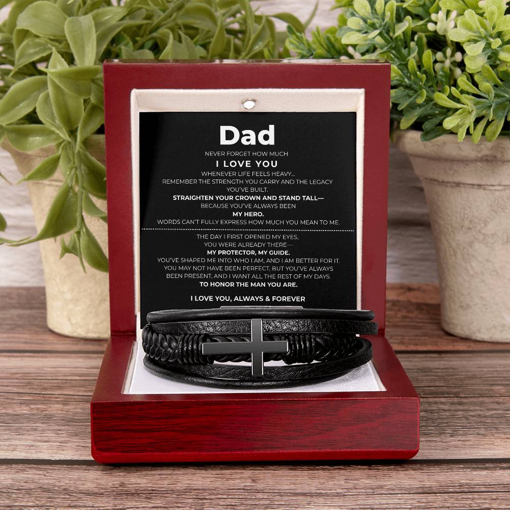 Dad | Cross Leather Bracelet