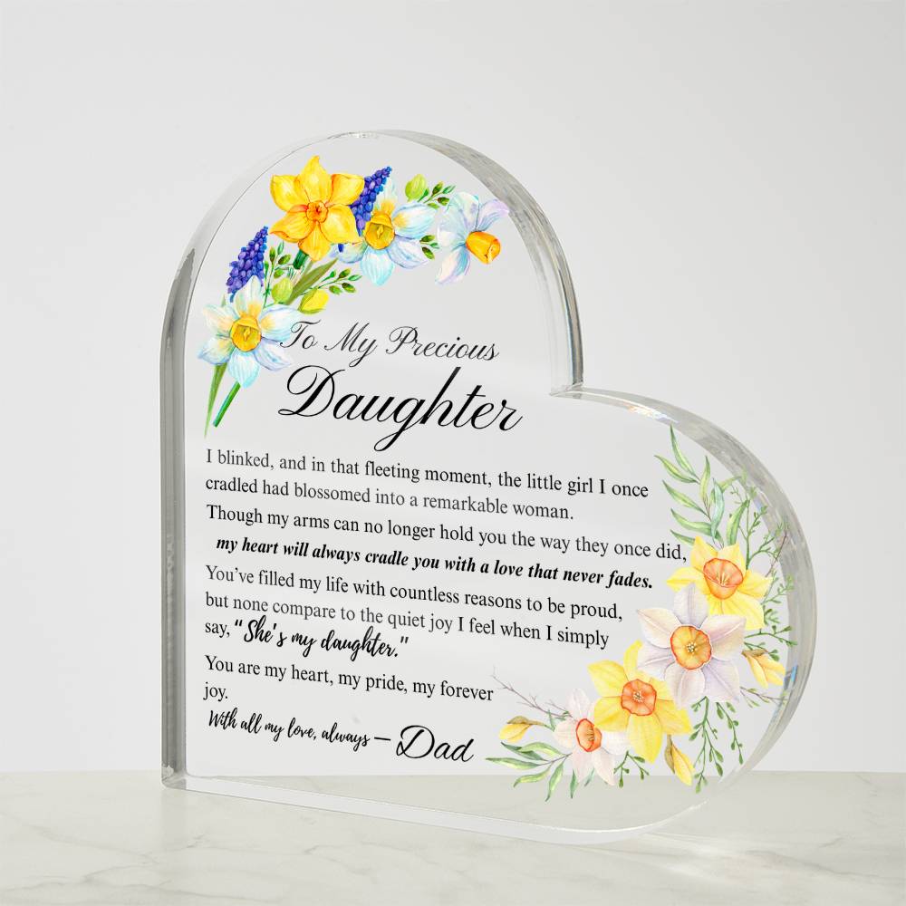 To My Daughter - Acrylic Heart Plaque - Birth Month