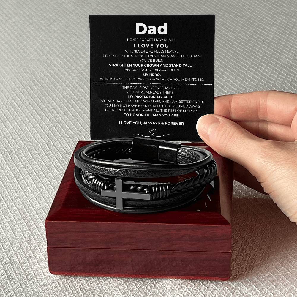 Dad | Cross Leather Bracelet
