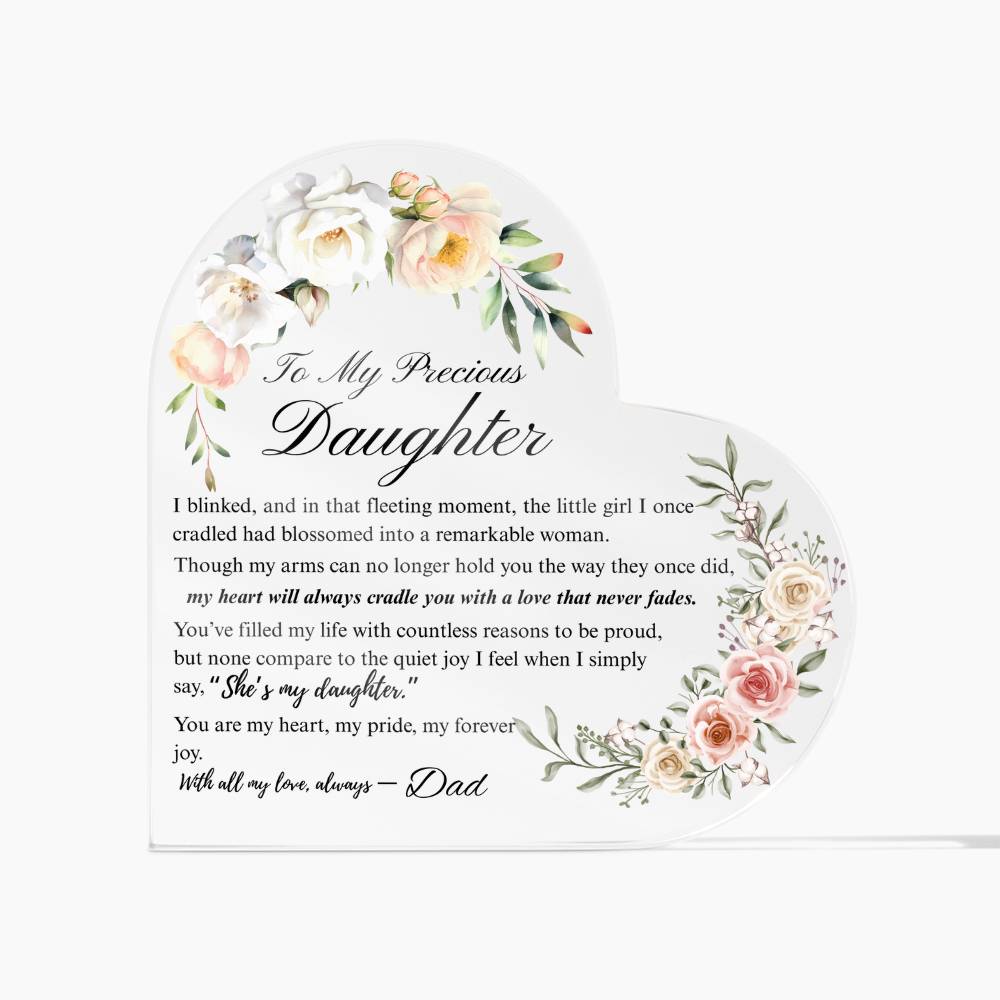 To My Daughter - Acrylic Heart Plaque - Birth Month