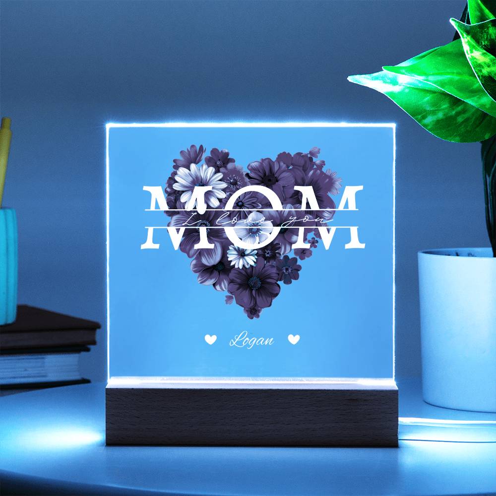MOM Rose Heart Acrylic Plaque