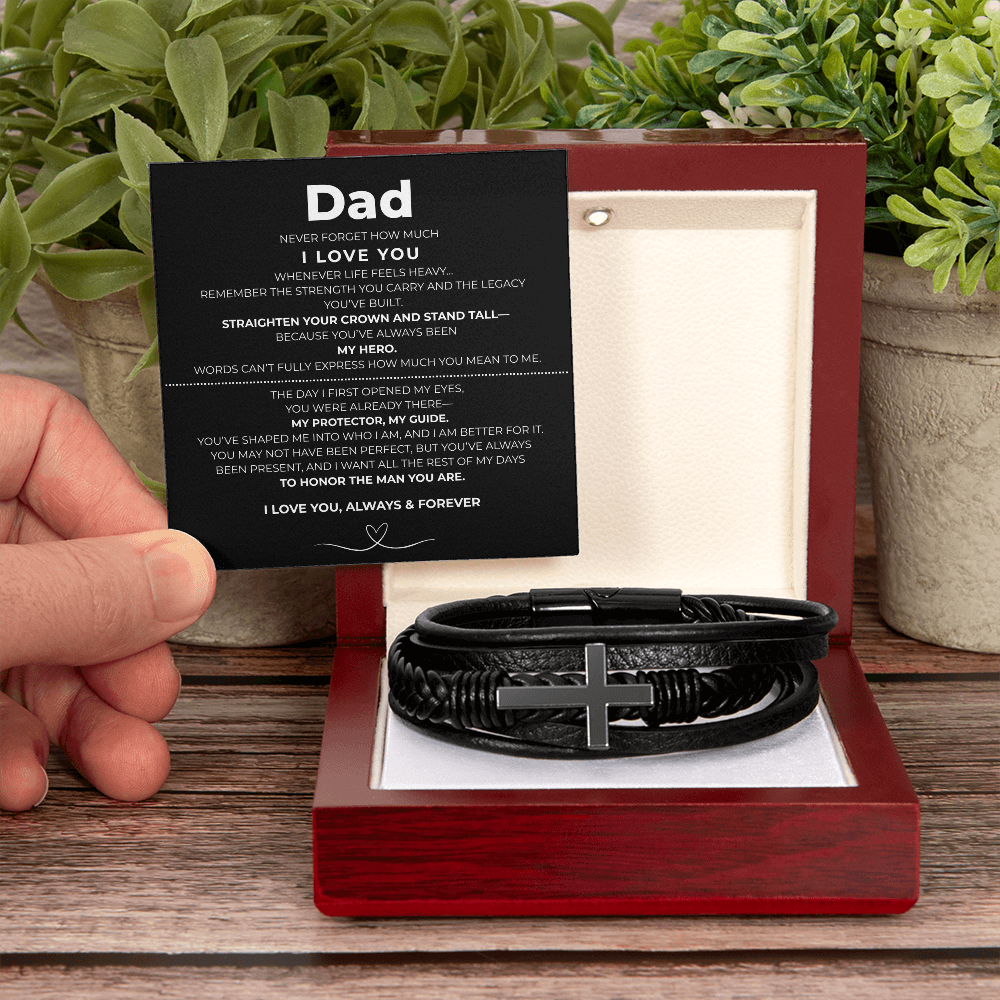 Dad | Cross Leather Bracelet