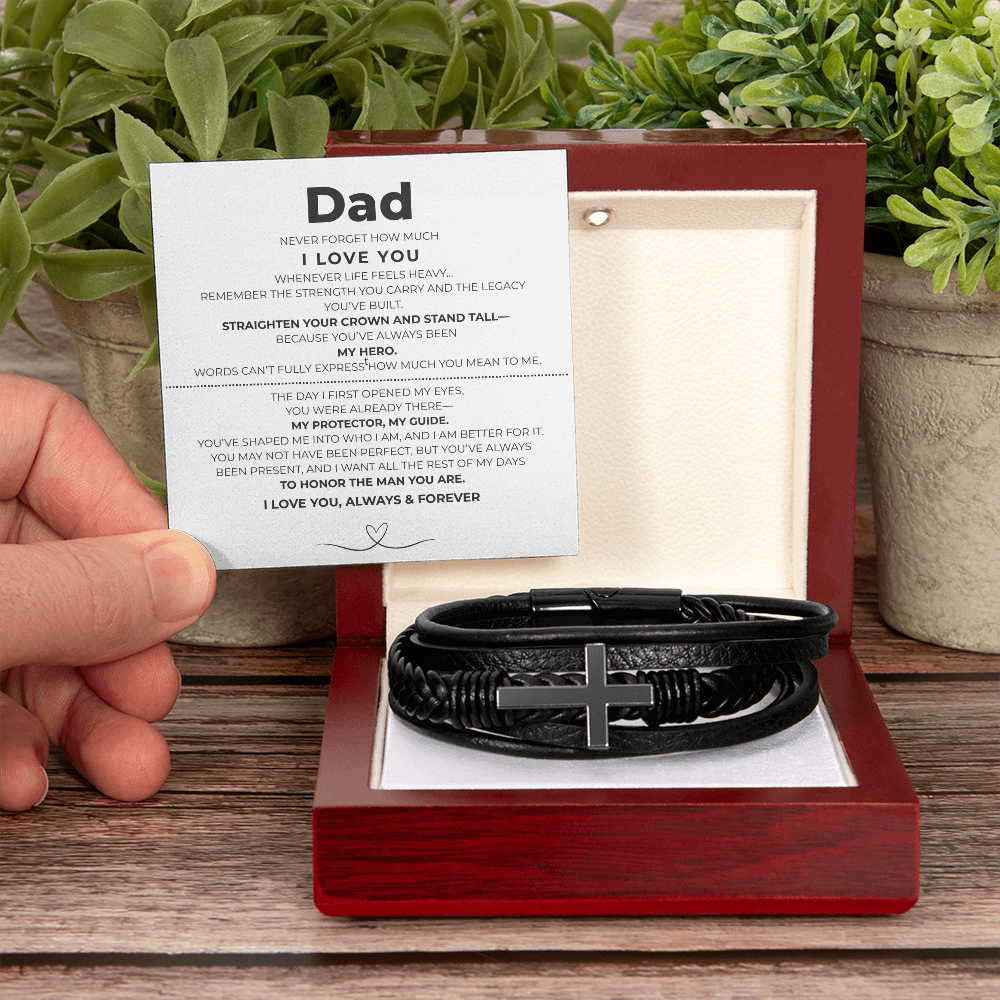 Dad | Cross Leather Bracelet