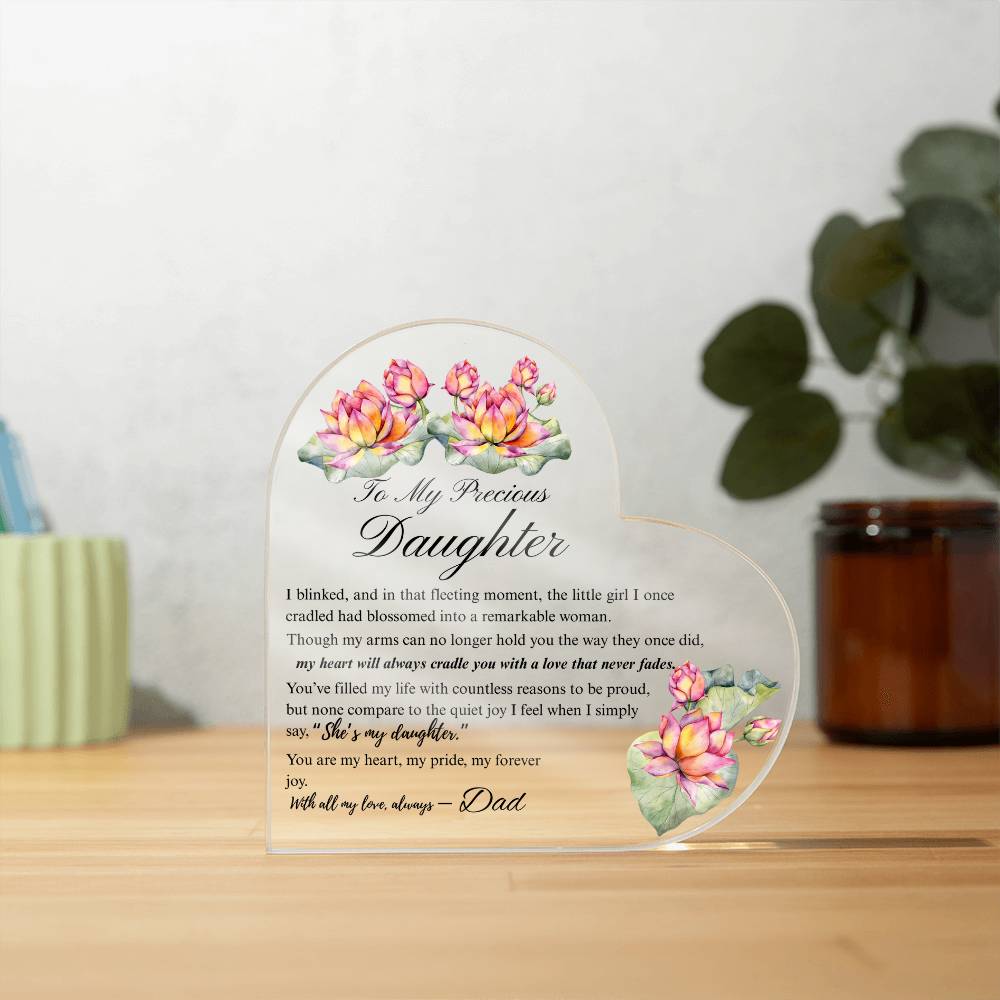 To My Daughter - Acrylic Heart Plaque - Birth Month