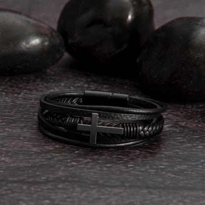 Dad | Cross Leather Bracelet