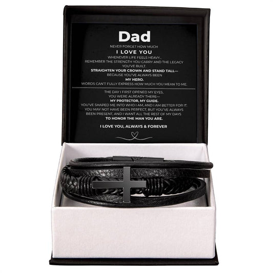 Dad | Cross Leather Bracelet