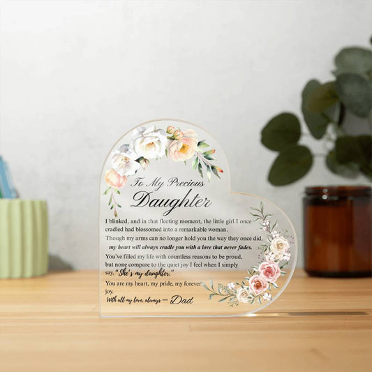 To My Daughter - Acrylic Heart Plaque - Birth Month
