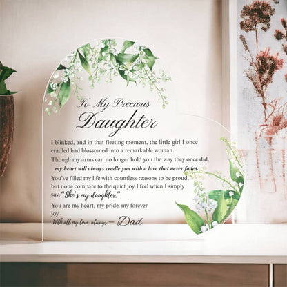 To My Daughter - Acrylic Heart Plaque - Birth Month