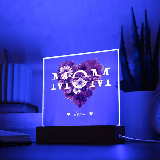 MOM Rose Heart Acrylic Plaque