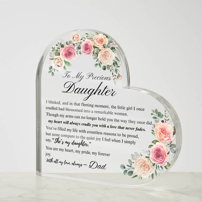 To My Daughter - Acrylic Heart Plaque - Birth Month