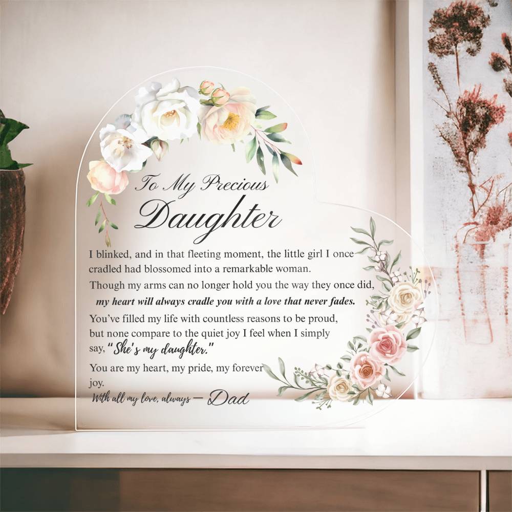 To My Daughter - Acrylic Heart Plaque - Birth Month