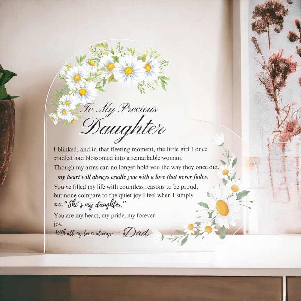 To My Daughter - Acrylic Heart Plaque - Birth Month