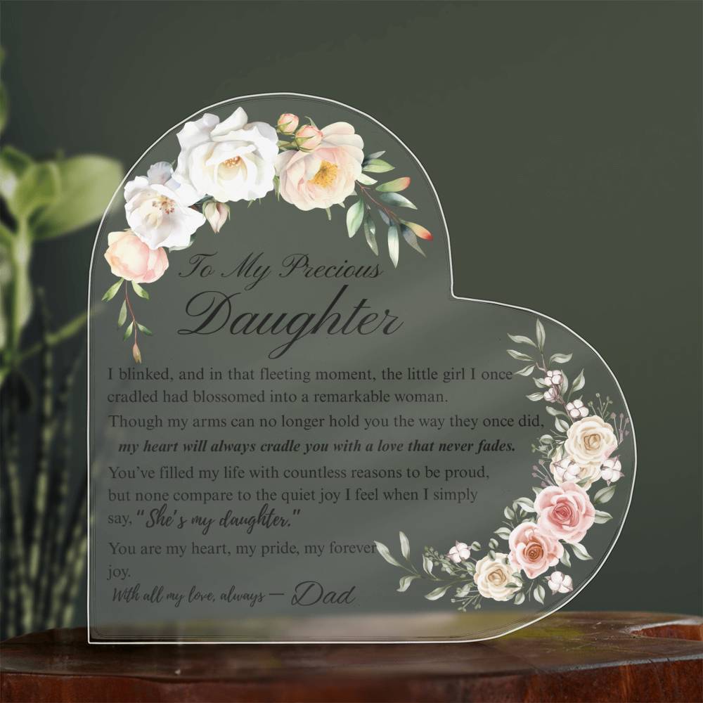 To My Daughter - Acrylic Heart Plaque - Birth Month