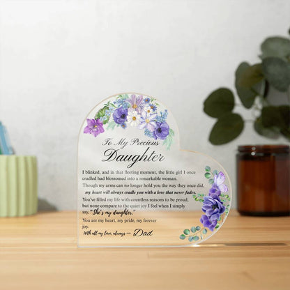 To My Daughter - Acrylic Heart Plaque - Birth Month