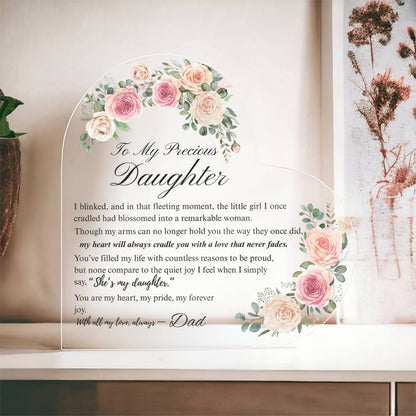 To My Daughter - Acrylic Heart Plaque - Birth Month